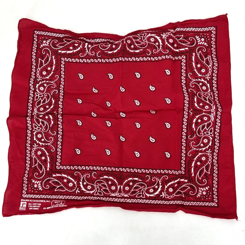 Vintage 13960 Paris Cotton Colorfast Red Scarf Bandana LOT 19